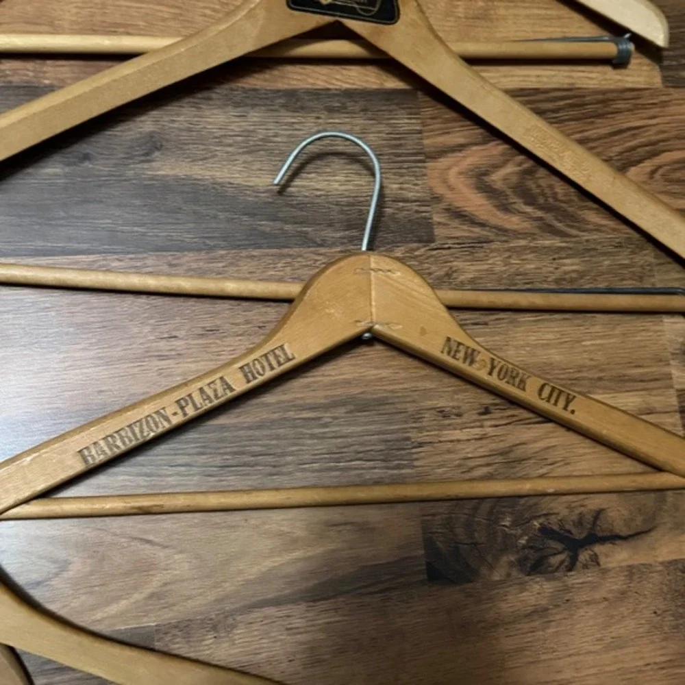 Vintage Wooden Hanger Lot of 13‎ Advertising Barbizon-Plaza Hotel Wishbone NYC +
